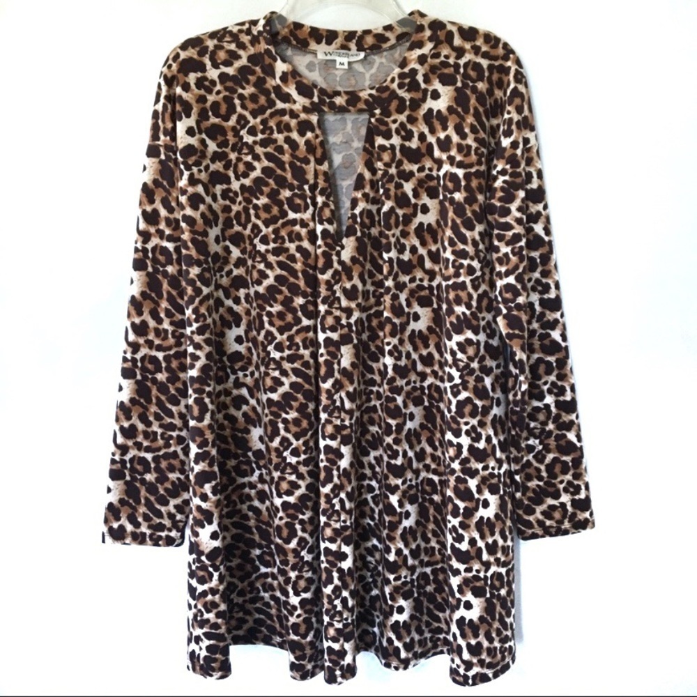 Leopard Print Tunic W/ Triangle Cutout Size Med - image 1